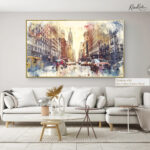 Manhattan Watercolor Rush Canvas art - Image 8