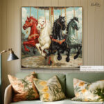 Painted Carousel Horses Canvas art - Image 9