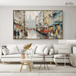 Lisbon Trolley Rain Canvas art - Image 9
