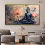 Lotus Serenity in Indigo Canvas Art