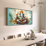 Mint Bloom Ganesha Canvas Art - Image 2