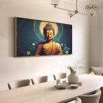 Teal and Gold Samadhi Canvas Art - Image 2