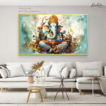 Mint Bloom Ganesha Canvas Art - Image 6