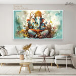 Mint Bloom Ganesha Canvas Art - Image 11