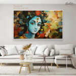 Abstract Azure Krishna Canvas Art - Image 5