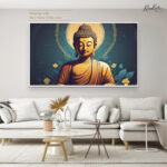 Teal and Gold Samadhi Canvas Art - Image 6