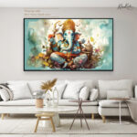 Mint Bloom Ganesha Canvas Art - Image 9