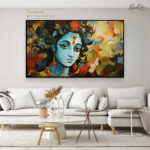 Abstract Azure Krishna Canvas Art - Image 10
