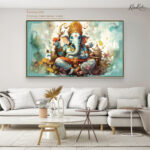 Mint Bloom Ganesha Canvas Art - Image 10