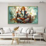 Mint Bloom Ganesha Canvas Art - Image 5