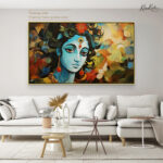 Abstract Azure Krishna Canvas Art - Image 12