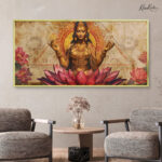 Golden Lakshmi on Lotus Canvas Wall art - Image 2