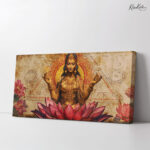 Golden Lakshmi on Lotus Canvas Wall art - Image 3