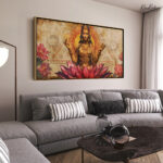 Golden Lakshmi on Lotus Canvas Wall art - Image 5