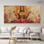 Golden Lakshmi on Lotus Canvas Wall art - Image 6