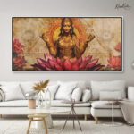 Golden Lakshmi on Lotus Canvas Wall art - Image 9