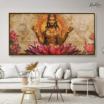 Golden Lakshmi on Lotus Canvas Wall art - Image 10