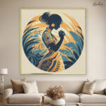 Boho Serenity in Indigo and Ochre Canvas Wall art