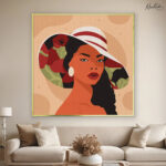 Poppy Hat Sunset Portrait Canvas Wall art