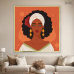 Saffron Queen with Turban Canvas Wall art
