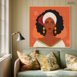 Saffron Queen with Turban Canvas Wall art - Image 5