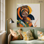 Afrikan Queen in Ochre and Teal Canvas Wall art - Image 5