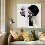 Monochromatic Abstract Mind Canvas Wall art - Image 5