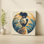 Boho Serenity in Indigo and Ochre Canvas Wall art - Image 4