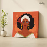 Saffron Queen with Turban Canvas Wall art - Image 4
