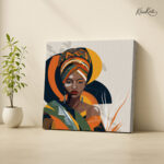 Afrikan Queen in Ochre and Teal Canvas Wall art - Image 4