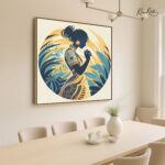 Boho Serenity in Indigo and Ochre Canvas Wall art - Image 2