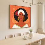 Saffron Queen with Turban Canvas Wall art - Image 2