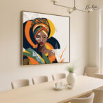 Afrikan Queen in Ochre and Teal Canvas Wall art - Image 2