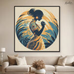 Boho Serenity in Indigo and Ochre Canvas Wall art - Image 12