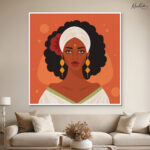 Saffron Queen with Turban Canvas Wall art - Image 11