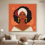 Saffron Queen with Turban Canvas Wall art - Image 10