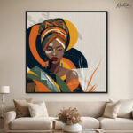 Afrikan Queen in Ochre and Teal Canvas Wall art - Image 9