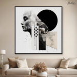 Monochromatic Abstract Mind Canvas Wall art - Image 9