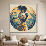 Boho Serenity in Indigo and Ochre Canvas Wall art - Image 8