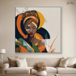 Afrikan Queen in Ochre and Teal Canvas Wall art - Image 8