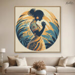 Boho Serenity in Indigo and Ochre Canvas Wall art - Image 7
