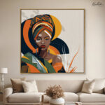 Afrikan Queen in Ochre and Teal Canvas Wall art - Image 7