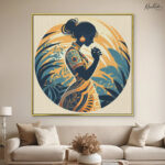 Boho Serenity in Indigo and Ochre Canvas Wall art - Image 6
