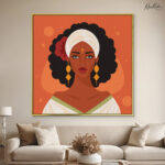 Saffron Queen with Turban Canvas Wall art - Image 6