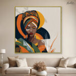 Afrikan Queen in Ochre and Teal Canvas Wall art - Image 6