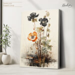 Black and Orange Poppies Canvas art - Image 4