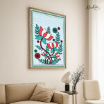 Teal Lotus Canvas Wall Art - Image 2