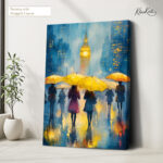 Golden Umbrella Walk Canvas Wall Art - Image 4
