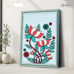 Teal Lotus Canvas Wall Art - Image 4