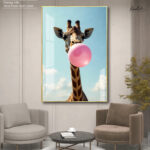 Bubble Gum Giraffe Acrylic Wall Art - Image 4